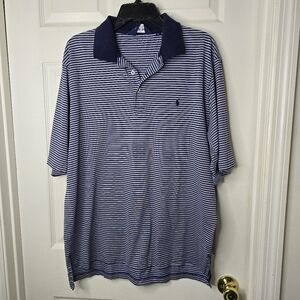 Polo Golf Ralph Lauren Blue White Stripe Mens‎ Polo L